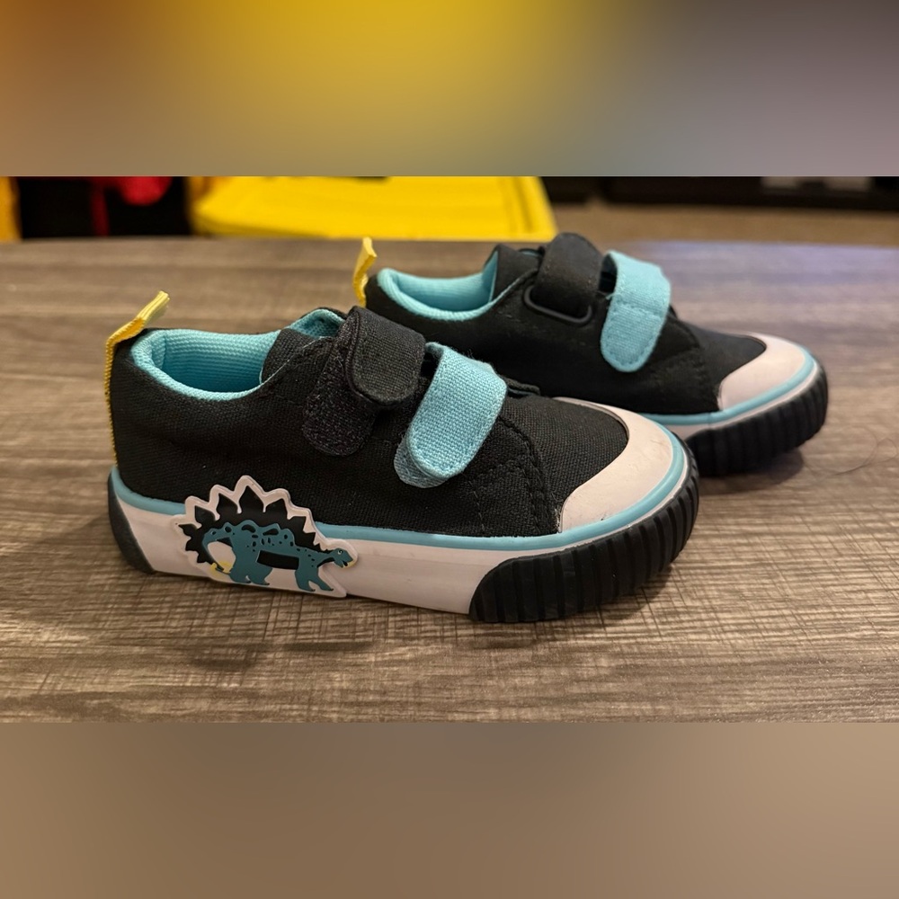 Kids Black and Blue Dinosaur Shoes